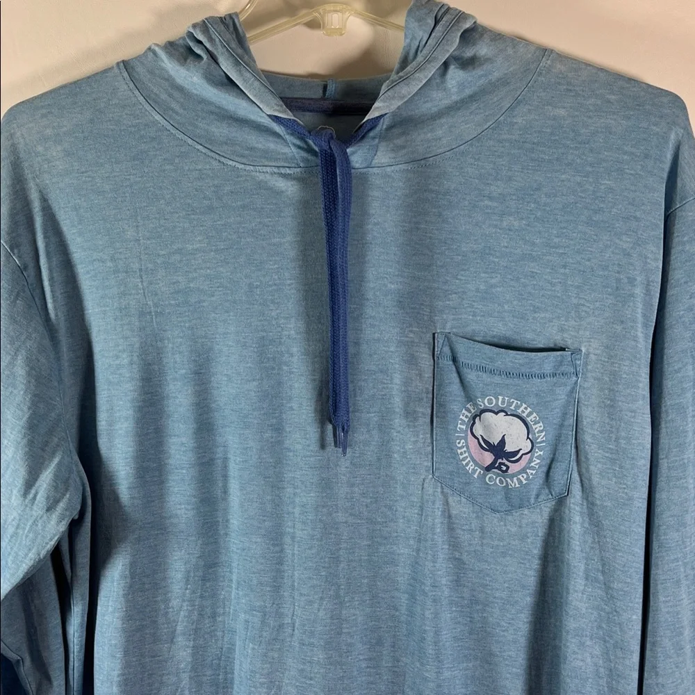 Southern Shirt Hoodie Men Light Blue Long Sleeve Draw String Graphic Size L - Picture 2 of 8